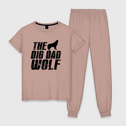 Пижама хлопковая женская Большой страшный волк, цвет: пыльно-розовый