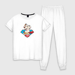 Пижама хлопковая женская Пес Супермена Крипто DC Лига Суперпитомцы, цвет: белый
