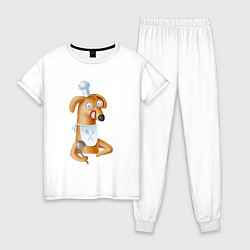 Пижама хлопковая женская Собака - повар, цвет: белый