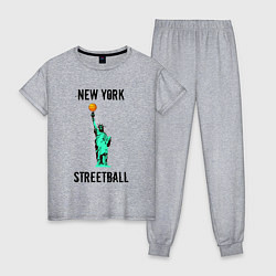 Пижама хлопковая женская Нью-Йорк Стритбол, цвет: меланж