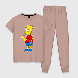 Пижама хлопковая женская Хулиган Барт Симпсон, цвет: пыльно-розовый