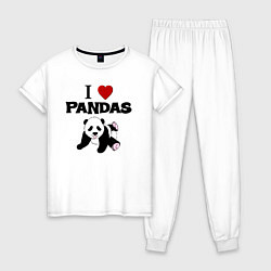Пижама хлопковая женская I love Panda - люблю панд, цвет: белый