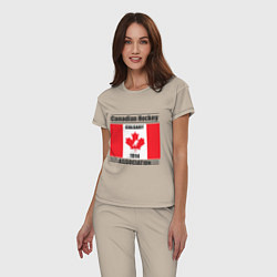 Пижама хлопковая женская Федерация хоккея Канады, цвет: миндальный — фото 2