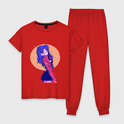 Пижама хлопковая женская Misato Katsuragi Evangelion, цвет: красный