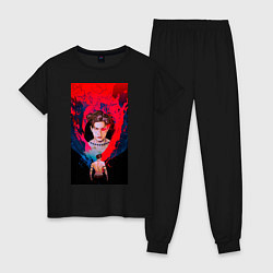 Пижама хлопковая женская Bang Chan fan art, цвет: черный