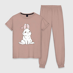 Пижама хлопковая женская Милый кролик-символ года, цвет: пыльно-розовый