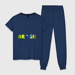 Пижама хлопковая женская BRASIL 2014, цвет: тёмно-синий