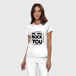 Пижама хлопковая женская We rock you, цвет: белый — фото 2