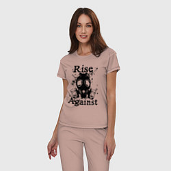 Пижама хлопковая женская Rise Against rock, цвет: пыльно-розовый — фото 2