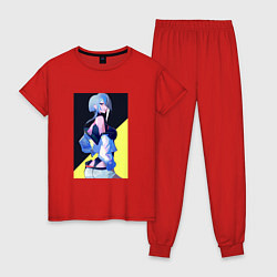 Пижама хлопковая женская Люси из аниме Cyberpunk Edgerunners, цвет: красный