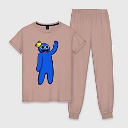 Пижама хлопковая женская Роблокс - Синий, цвет: пыльно-розовый