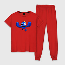 Пижама хлопковая женская Синий - Радужные друзья, цвет: красный