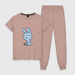 Пижама хлопковая женская Chill rabbit, цвет: пыльно-розовый
