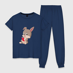 Пижама хлопковая женская Читающий кролик, цвет: тёмно-синий