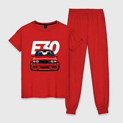 Пижама хлопковая женская BMW E30, цвет: красный