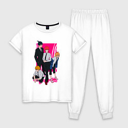 Пижама хлопковая женская Команда Макимы - Человек бензопила, цвет: белый