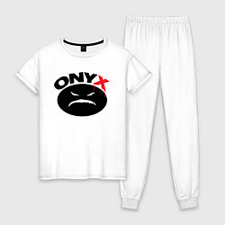 Пижама хлопковая женская Onyx logo black, цвет: белый