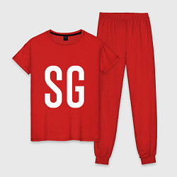 Пижама хлопковая женская SG - BTS, цвет: красный