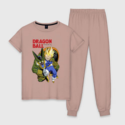 Пижама хлопковая женская Dragon Ball Z - Cell vs Vegeta, цвет: пыльно-розовый
