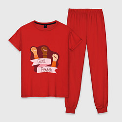 Пижама хлопковая женская Girl - Power, цвет: красный