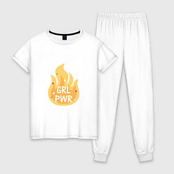 Пижама хлопковая женская Fire girl power, цвет: белый