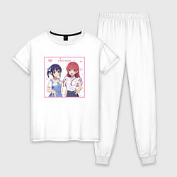 Пижама хлопковая женская Нагиса и Саки - Мои девушки, цвет: белый