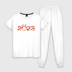 Пижама хлопковая женская 2023 - Год кролика, цвет: белый