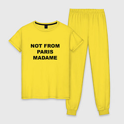 Пижама хлопковая женская Not from Paris madame, цвет: желтый