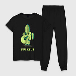 Пижама хлопковая женская Cactus Fucktus, цвет: черный