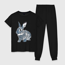 Пижама хлопковая женская 2023 год - год голубого кролика, цвет: черный