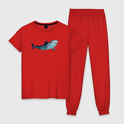 Пижама хлопковая женская Realistic shark, цвет: красный
