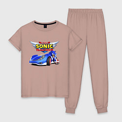 Пижама хлопковая женская Team Sonic racing - hedgehog, цвет: пыльно-розовый
