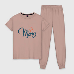 Пижама хлопковая женская Mom Love, цвет: пыльно-розовый