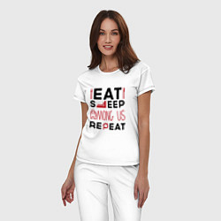 Пижама хлопковая женская Надпись: eat sleep Among Us repeat, цвет: белый — фото 2