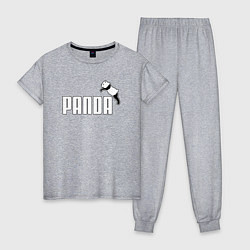 Пижама хлопковая женская Панда вместо пумы, цвет: меланж