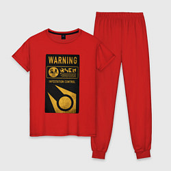Пижама хлопковая женская Контроль заражения, цвет: красный