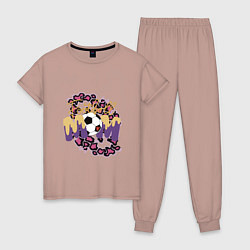 Пижама хлопковая женская Мама футболиста, цвет: пыльно-розовый