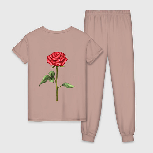 Женская пижама Роза красная / Пыльно-розовый – фото 2