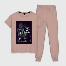 Пижама хлопковая женская X poster, цвет: пыльно-розовый