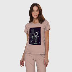 Пижама хлопковая женская X poster, цвет: пыльно-розовый — фото 2