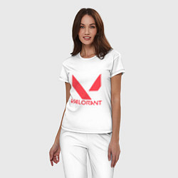Пижама хлопковая женская Valorant - logo, цвет: белый — фото 2