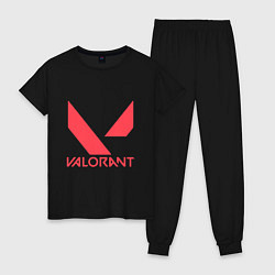 Пижама хлопковая женская Valorant - logo, цвет: черный