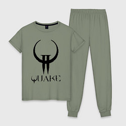 Пижама хлопковая женская Quake II logo, цвет: авокадо