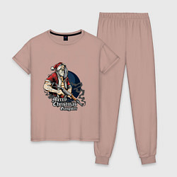 Пижама хлопковая женская Санта гангстер, цвет: пыльно-розовый