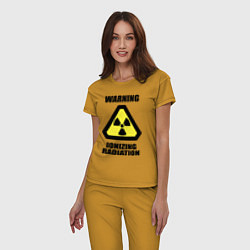 Пижама хлопковая женская Ионизирующее радиоактивное излучение, цвет: горчичный — фото 2