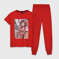 Пижама хлопковая женская Yuzuki Tachibana - Taishou Otome Otogibanashi, цвет: красный