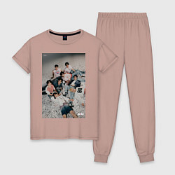 Пижама хлопковая женская Stray Kids Maxident, цвет: пыльно-розовый
