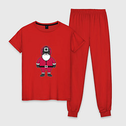 Пижама хлопковая женская Squid game santa, цвет: красный