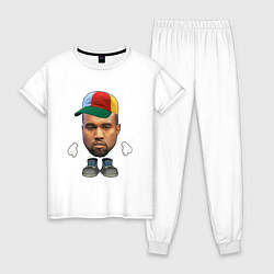 Пижама хлопковая женская Kanye West мем little timmy, цвет: белый
