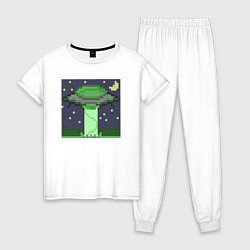 Пижама хлопковая женская Ufo night, цвет: белый